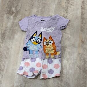Bluey Kids Pajama Set - Purple and White